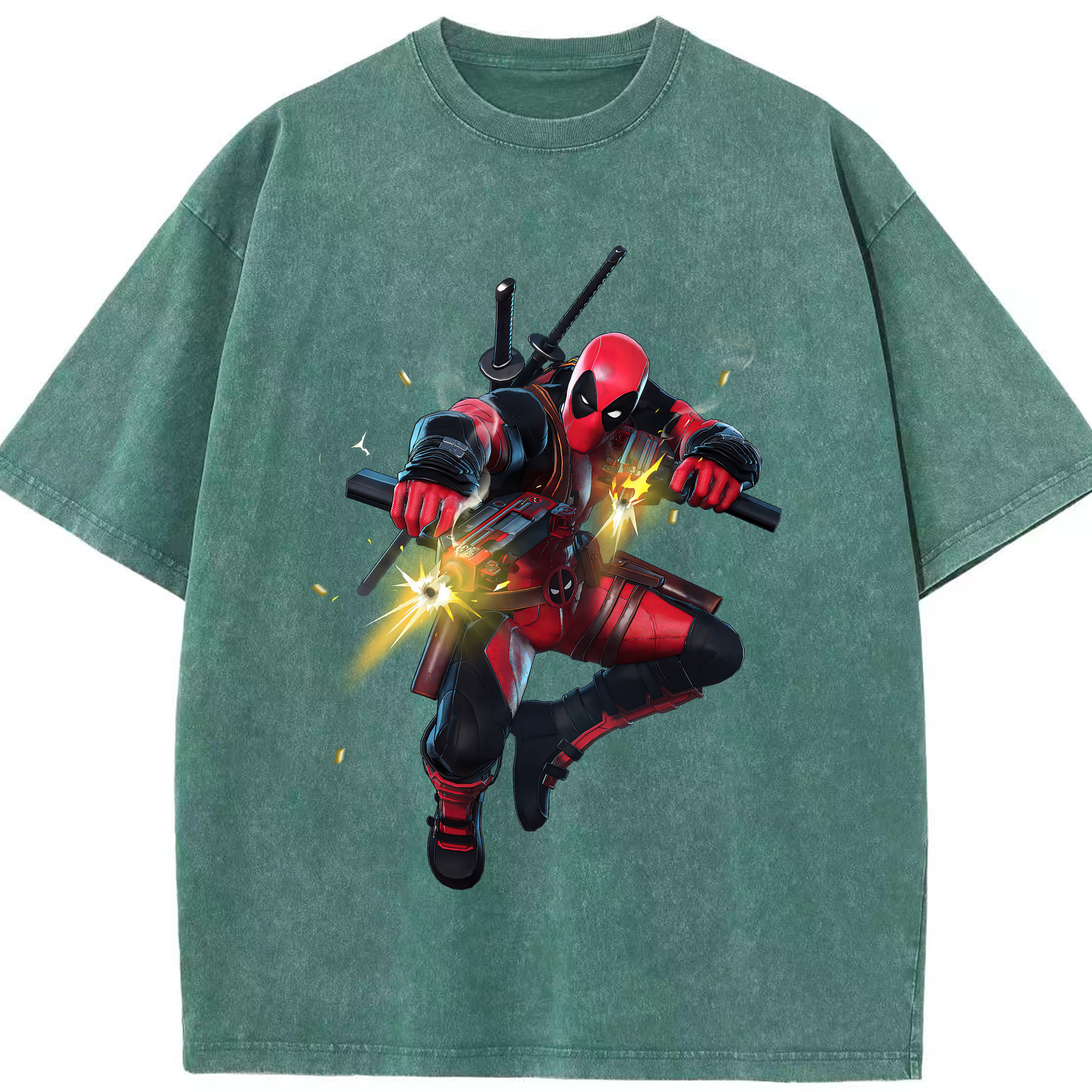 （画像用） Deadpool デッドプール 綿100% ヴィンテージ風 半袖Tシャツ（フロントプリント）